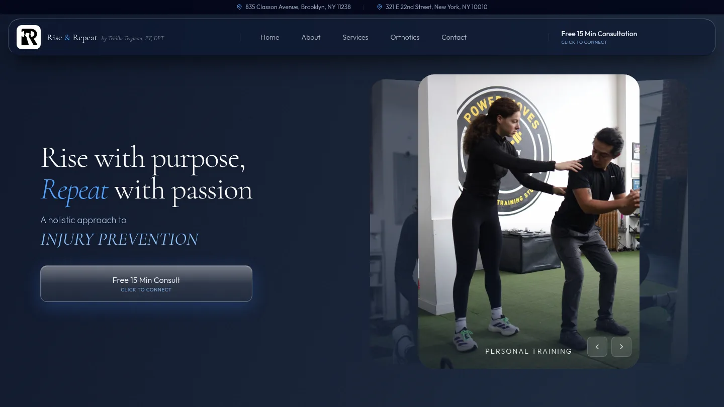 Rise & Repeat website on desktop