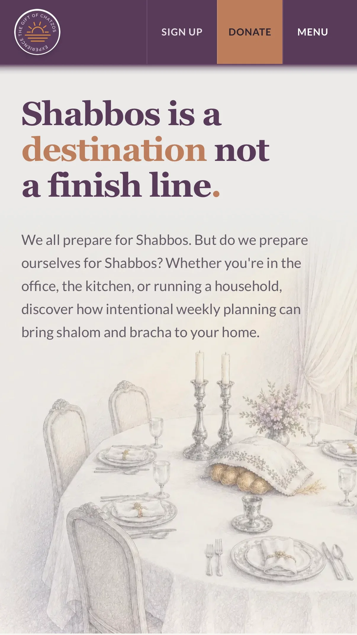 The Gift of Chatzos website on a phone