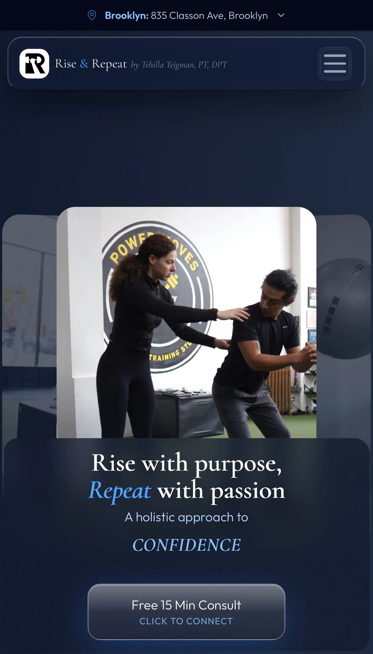 Rise & Repeat website on a phone
